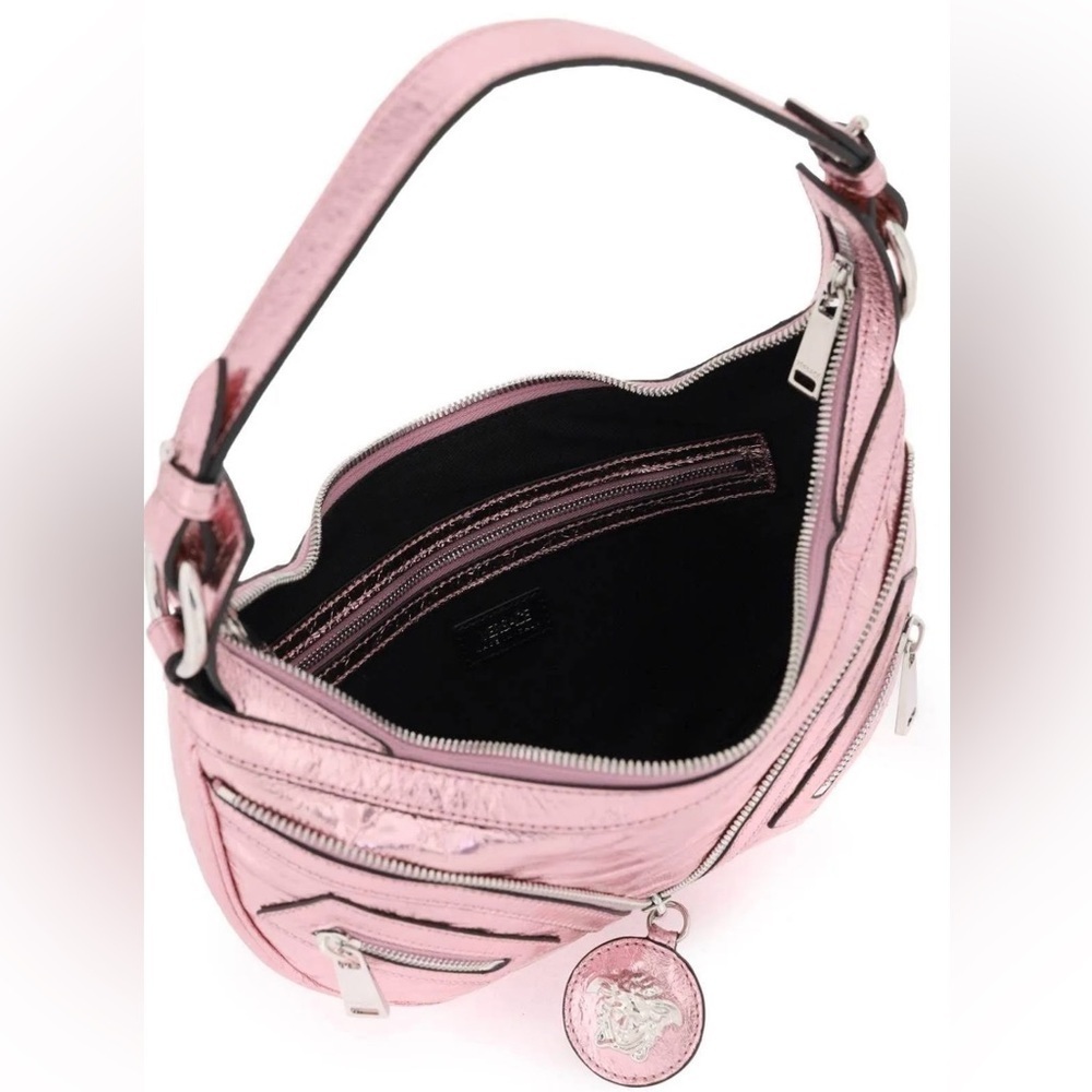 Versace Small Repeat Metallic-Effect Shoulder Bag - Picture 8 of 10